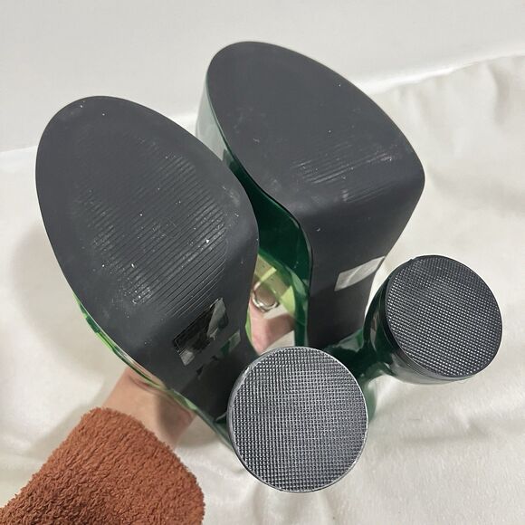 Cape Robbins Platforms High Heels Size 11 Green Slip On Plastic Avant Futuristic - Picture 5 of 7